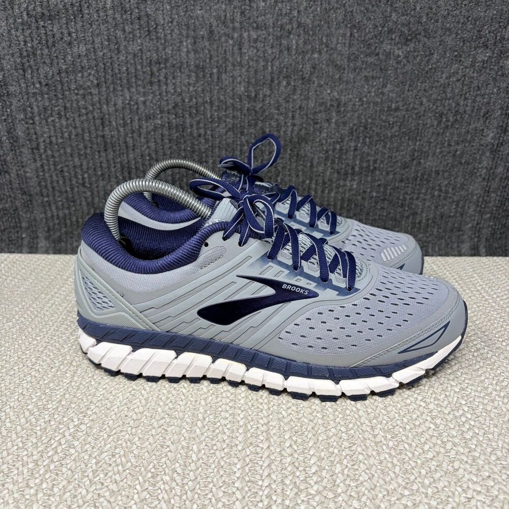 NEW Brooks Beast 18 Grey Navy Blue Athletic Running Shoes Sneakers Men’s 8 D US